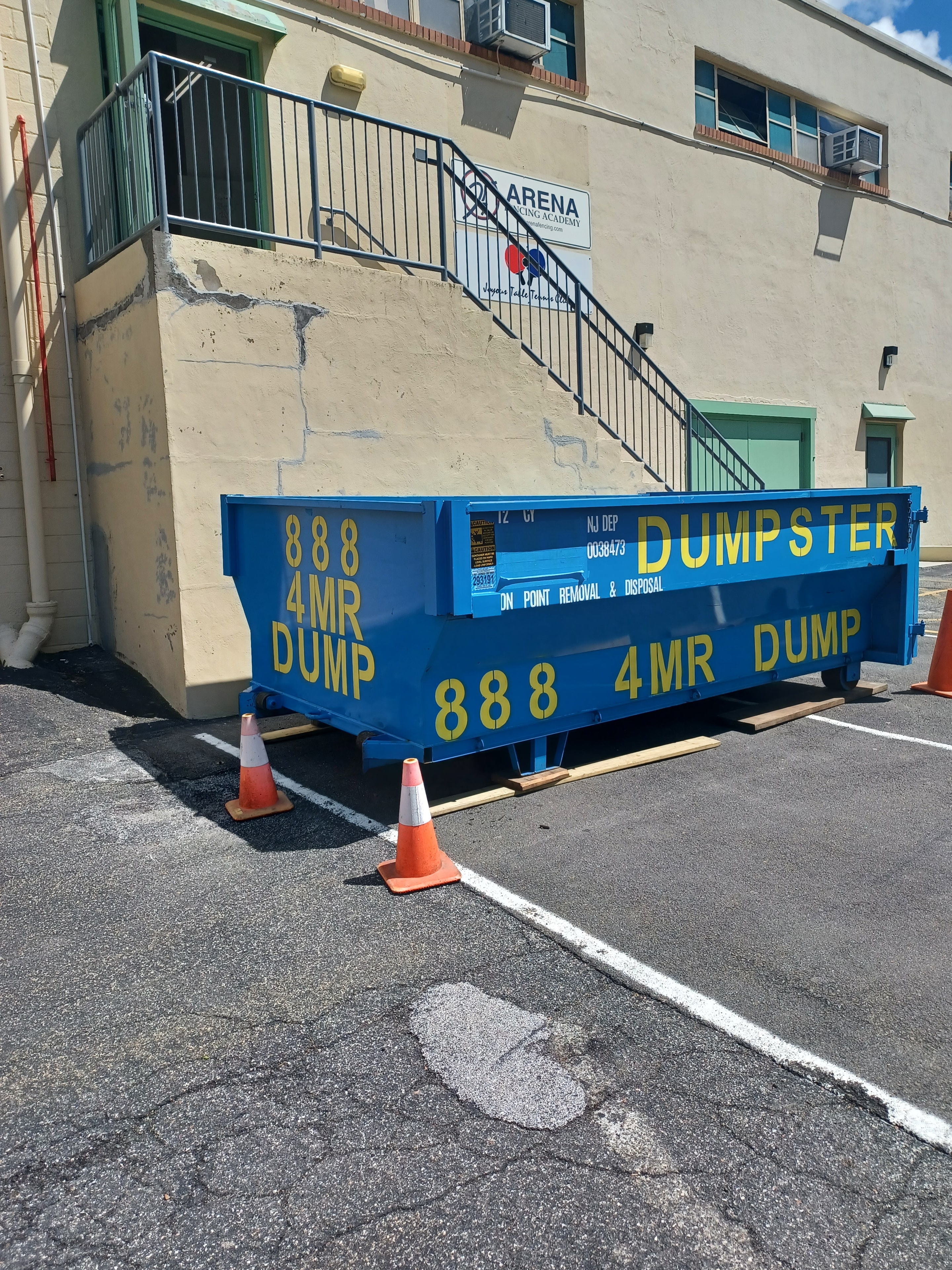 Junk removal and commercial cleanout at Arena Fencing Academy Waldwick NJ